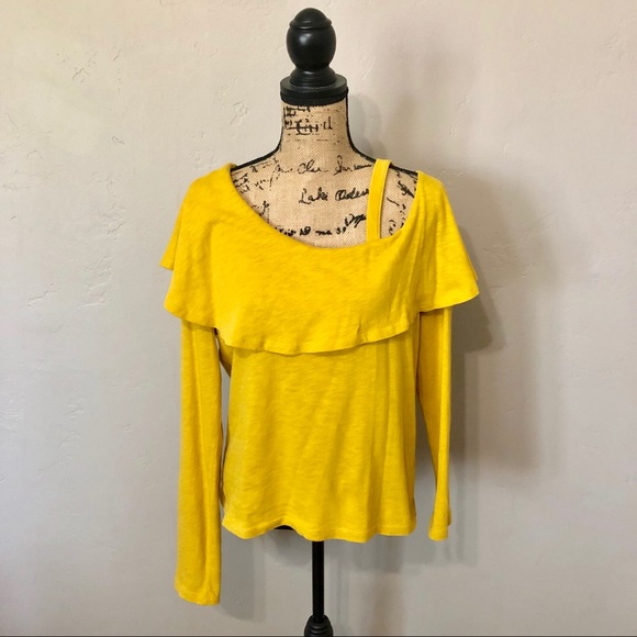 Anthropologie Asymmetrical Ruffle Top Size L - Picture 3 of 7